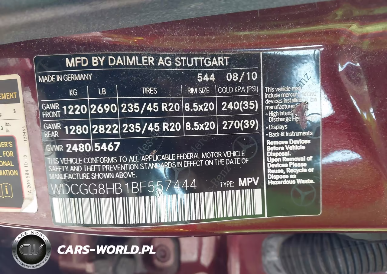 2011 Mercedes-Benz Glk 350 4Matic VIN:WDCGG8HB1BF557444 - 9