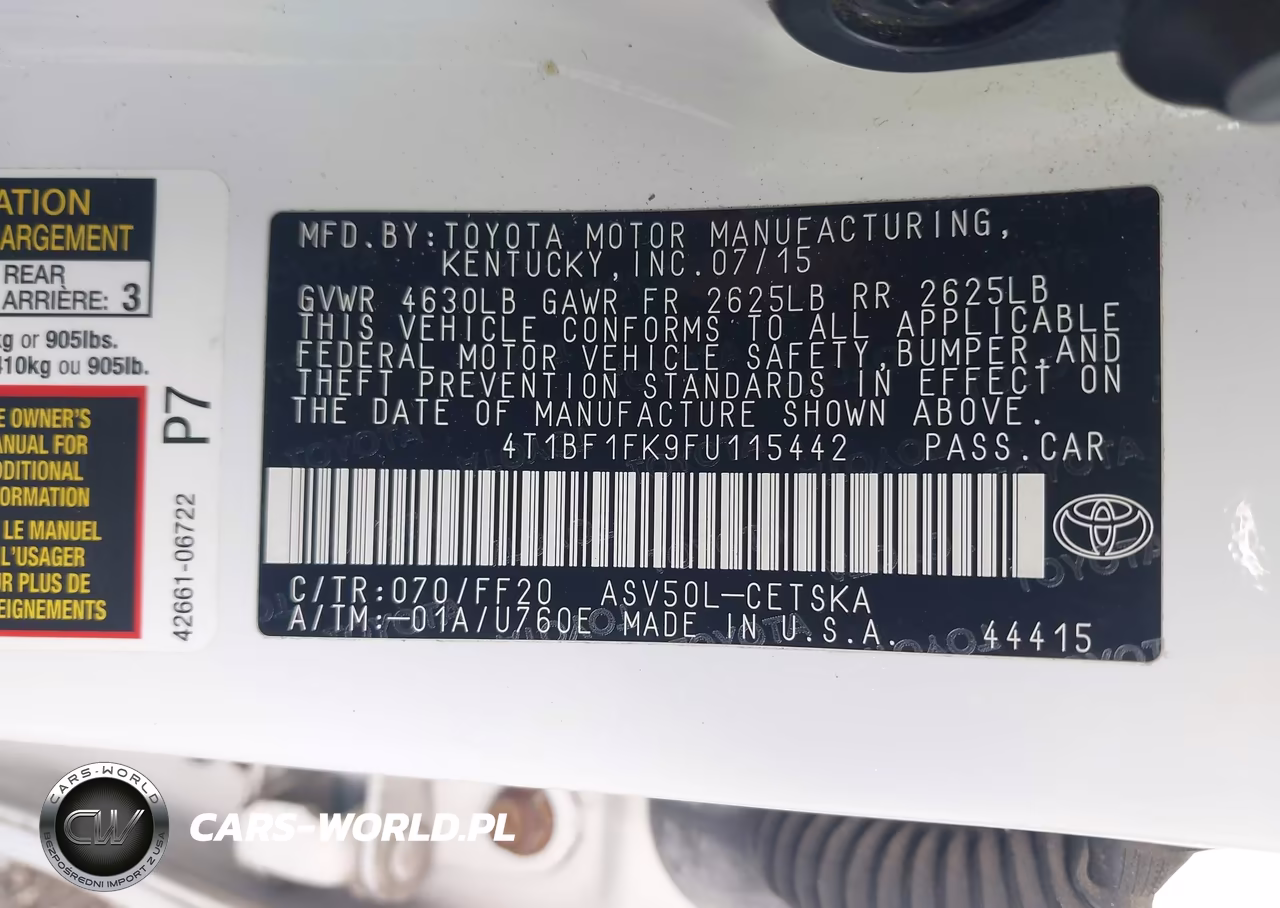2015 Toyota Camry Se VIN:4T1BF1FK9FU115442 - 9