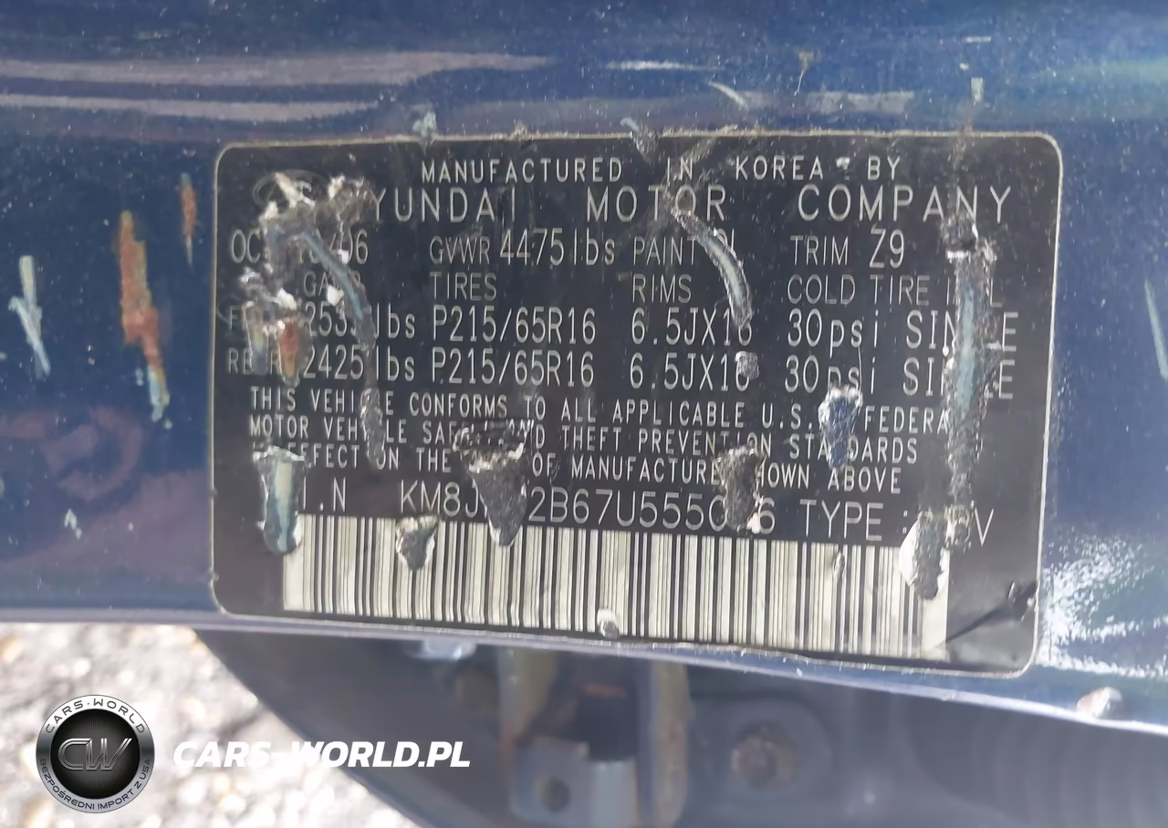 2007 Hyundai Tucson Gls VIN:KM8JM12B67U555076 - 9