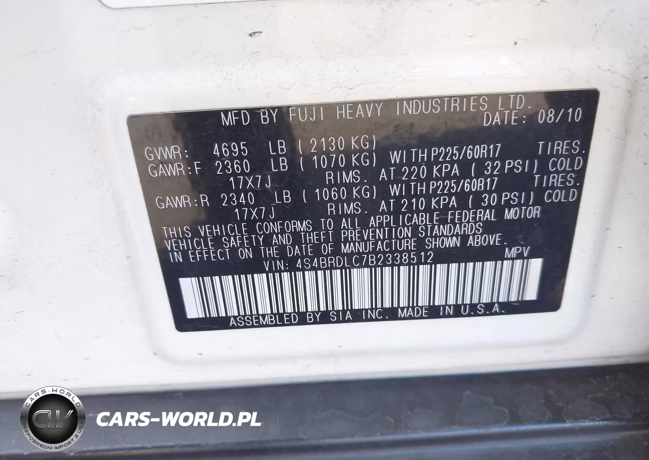 2011 Subaru Outback 3.6R Limited VIN:4S4BRDLC7B2338512 - 9