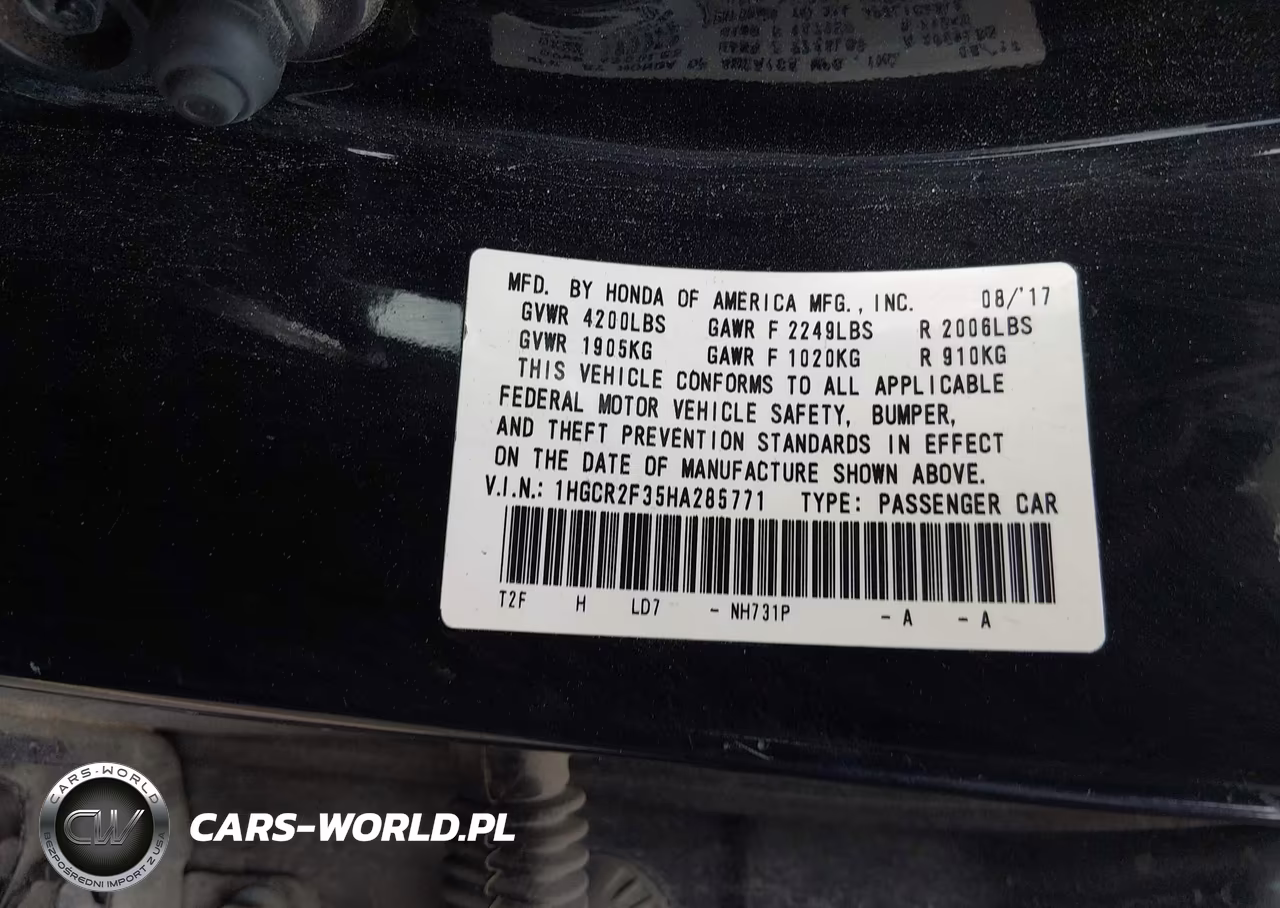 2017 Honda Accord Lx VIN:1HGCR2F35HA285771 - 9