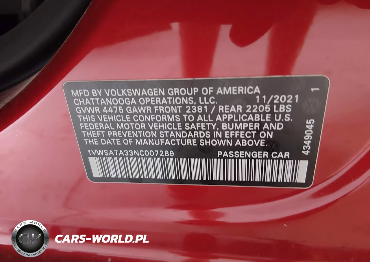 2022 Volkswagen Passat 2.0T Se VIN:1VWSA7A33NC007289 - 9
