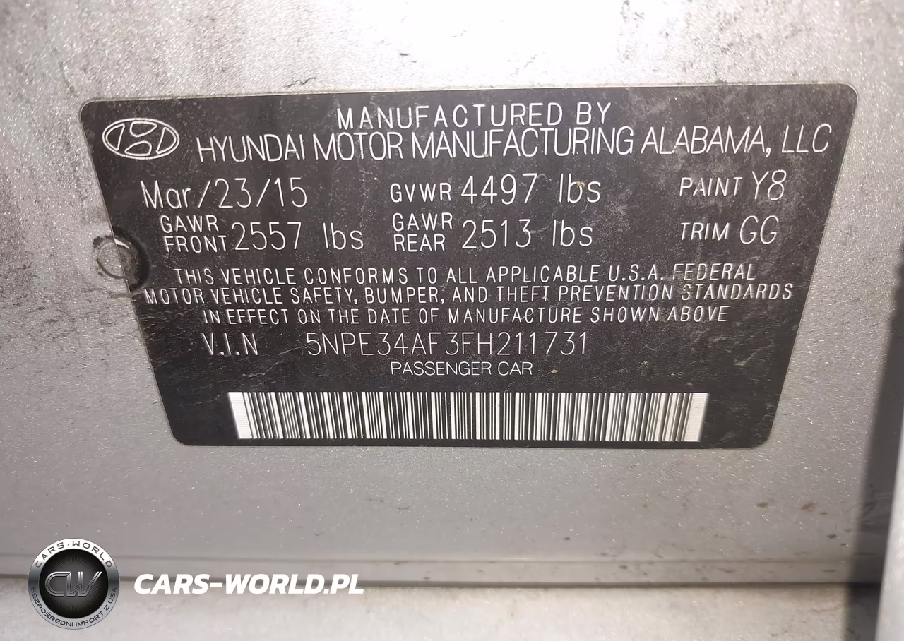 2015 Hyundai Sonata Limited VIN:5NPE34AF3FH211731 - 9