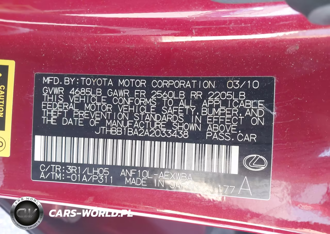 2010 Lexus Hs 250H Premium VIN:JTHBB1BA2A2033438 - 9