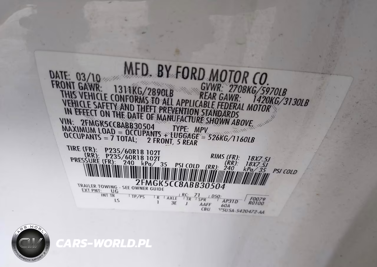 2010 Ford Flex Sel VIN:2FMGK5CC8ABB30504 - 9
