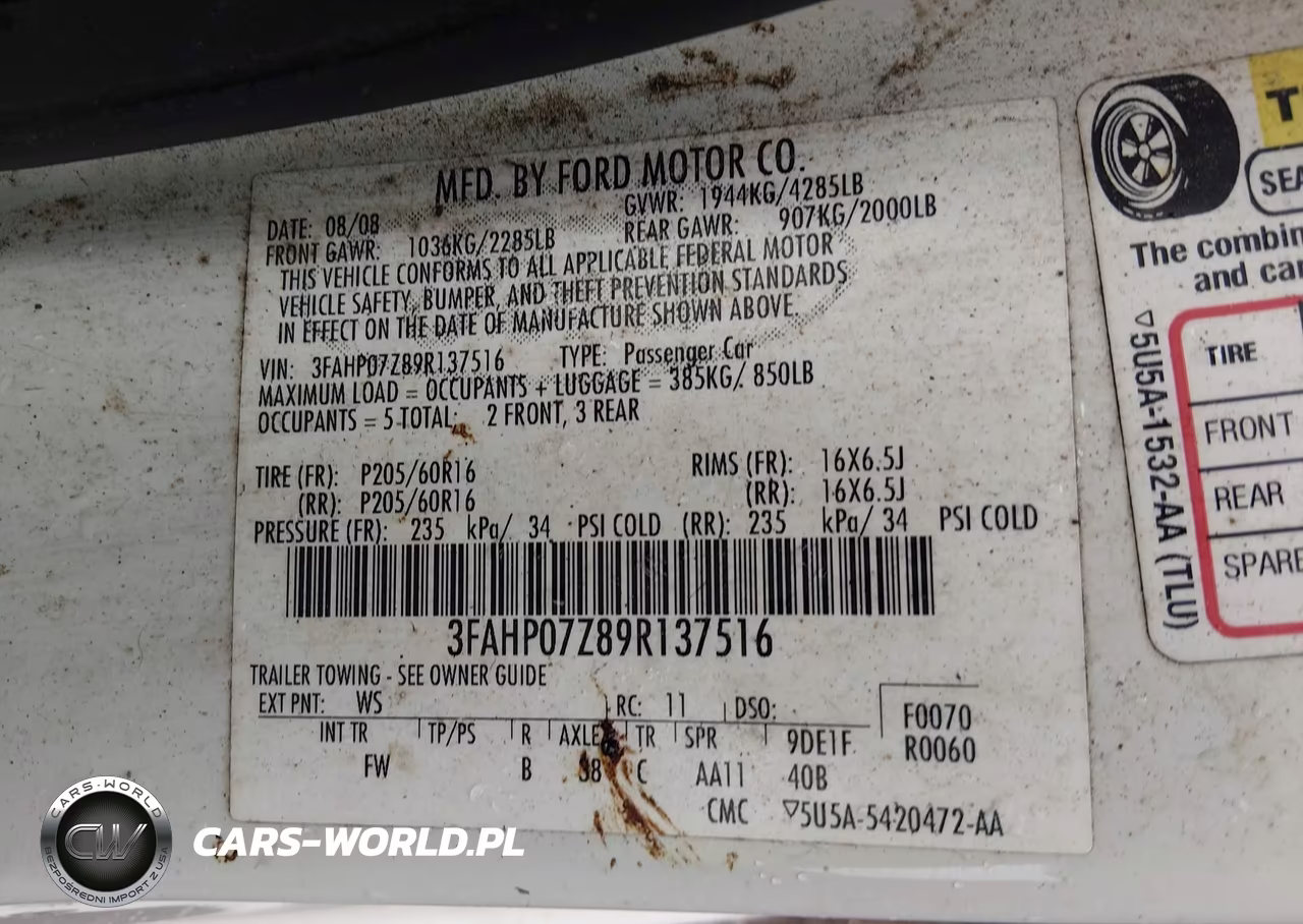 2009 Ford Fusion Se VIN:3FAHP07Z89R137516 - 9
