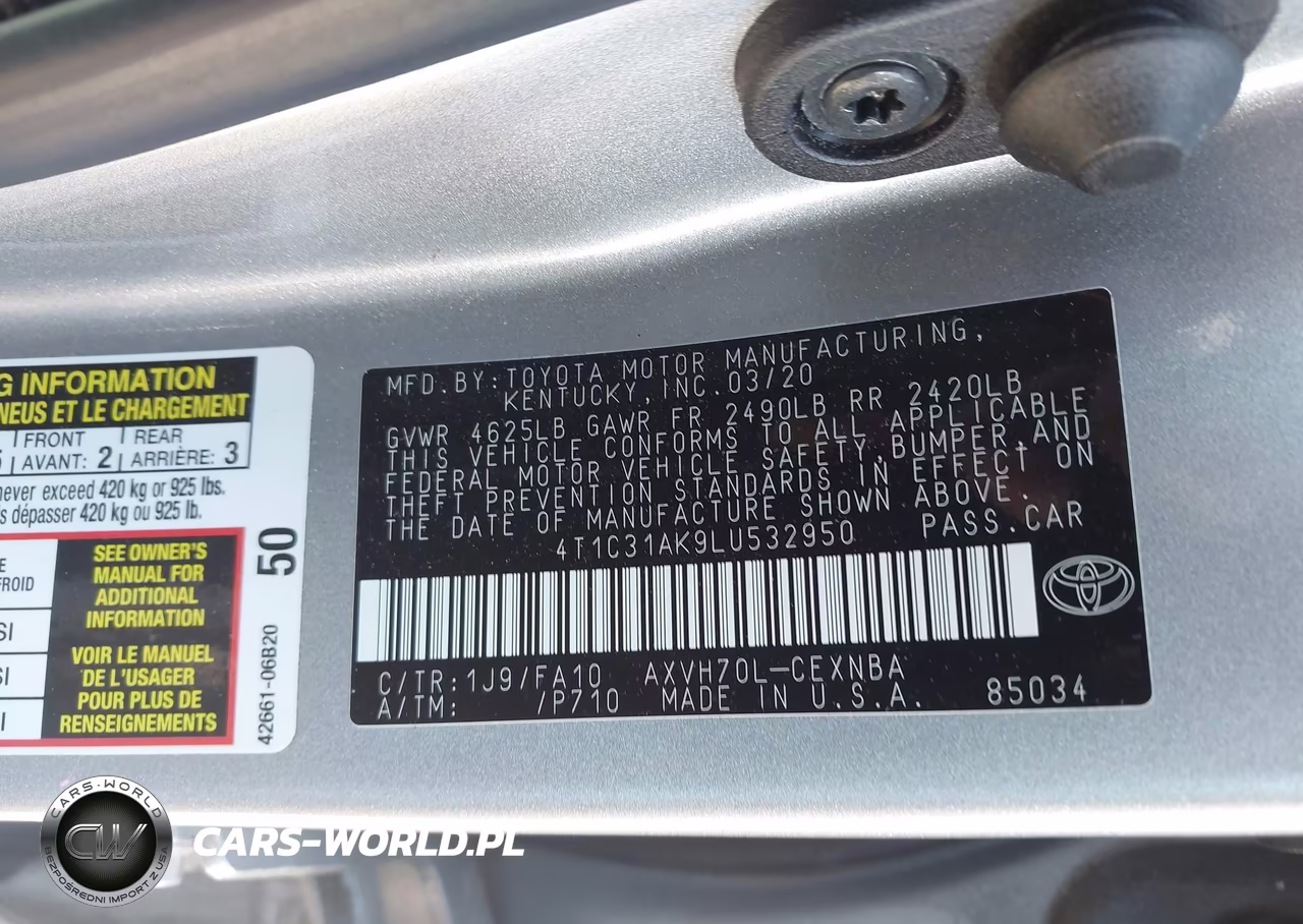 2020 Toyota Camry Le Hybrid VIN:4T1C31AK9LU532950 - 9