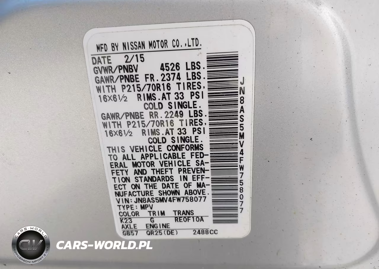 2015 Nissan Rogue Select S VIN:JN8AS5MV4FW758077 - 9