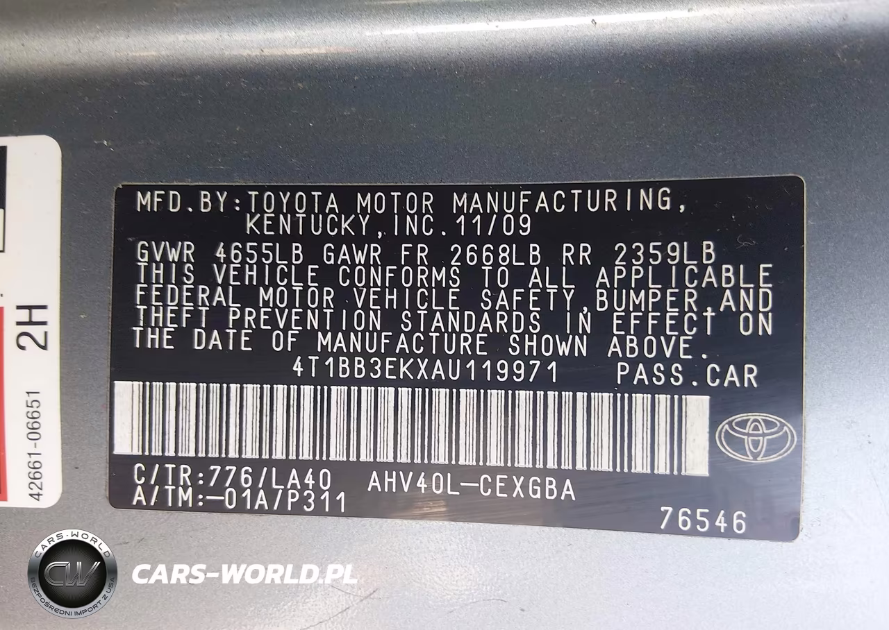 2010 Toyota Camry Hybrid VIN:4T1BB3EKXAU119971 - 9