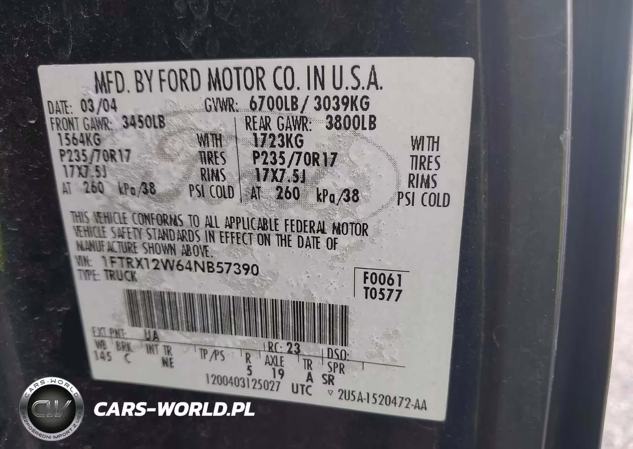 2004 Ford F-150 Stx-Xl-Xlt VIN:1FTRX12W64NB57390 - 9