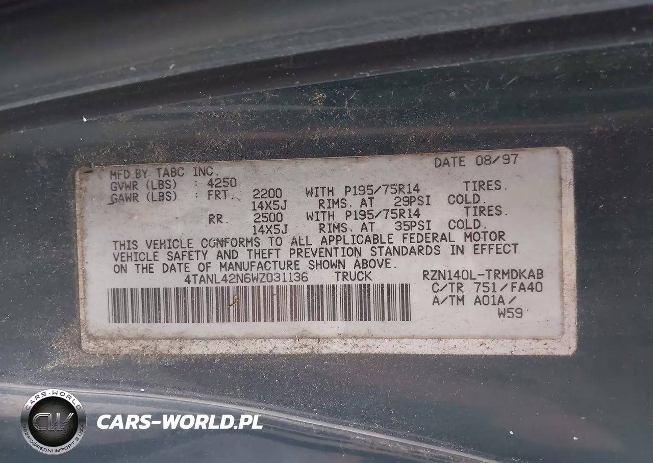 1998 Toyota Tacoma VIN:4TANL42N6WZ031136 - 9
