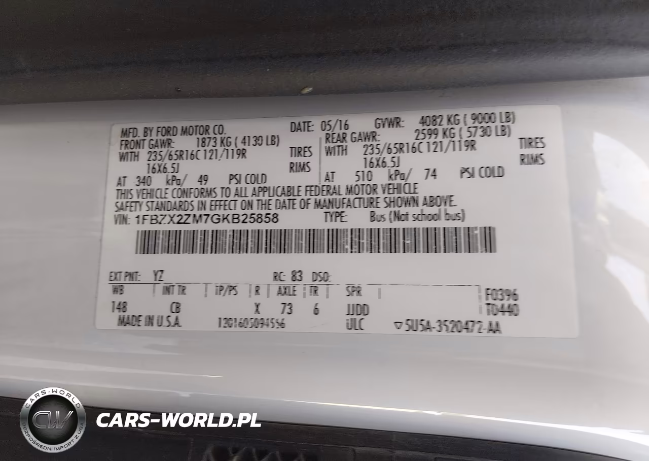 2016 Ford Transit-350 Xl VIN:1FBZX2ZM7GKB25858 - 9