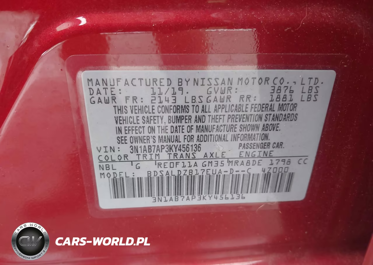 2019 Nissan Sentra Sv VIN:3N1AB7AP3KY456136 - 9