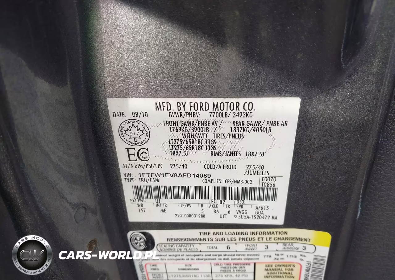 2010 Ford F-150 VIN:1FTFW1EV8AFD14089 - 9
