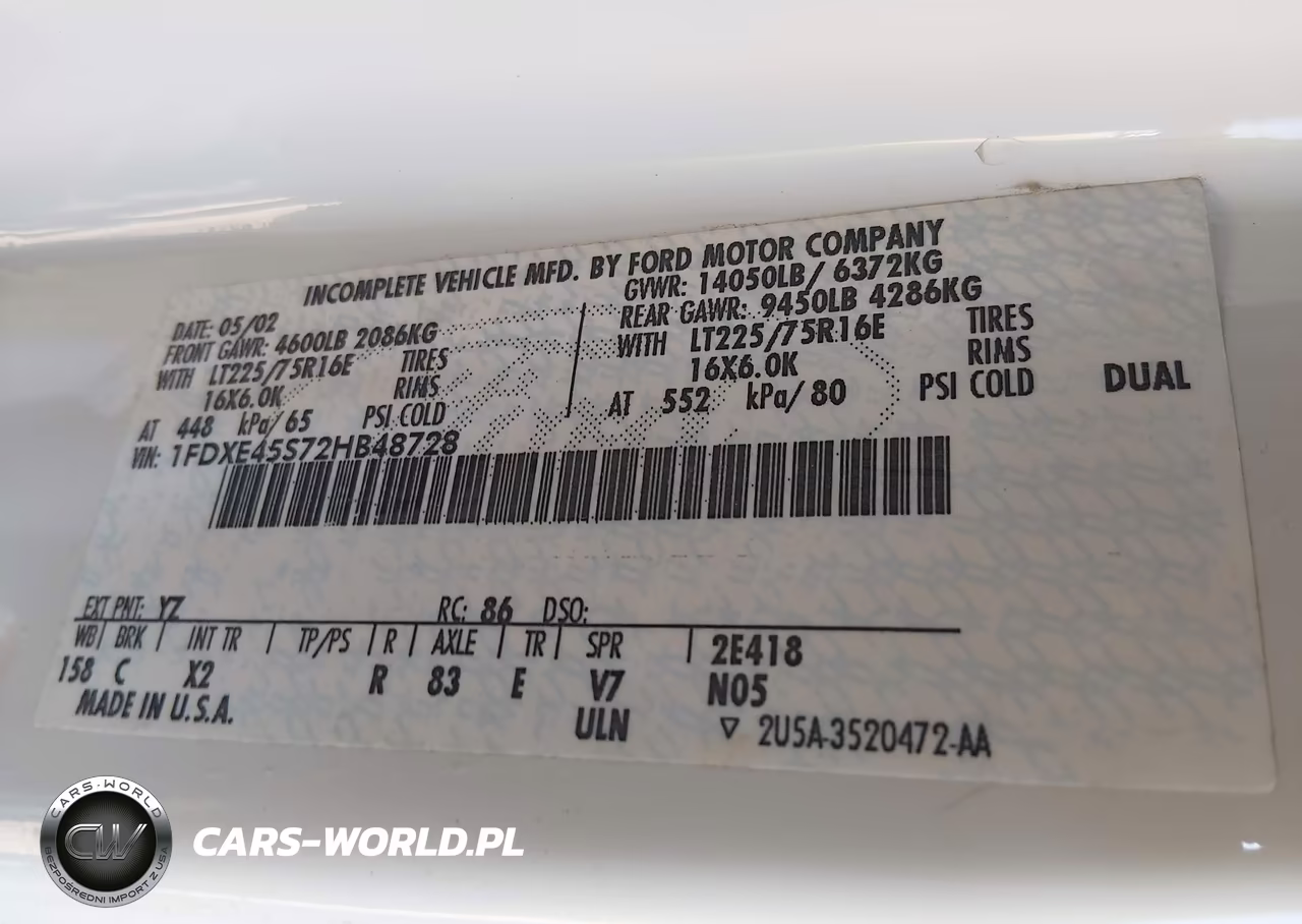 2002 Ford E-450 Cutaway Standard VIN:1FDXE45S72HB48728 - 8