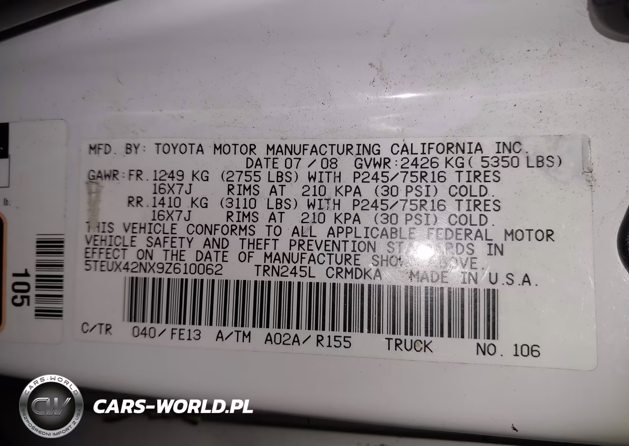 2009 Toyota Tacoma VIN:5TEUX42NX9Z610062 - 9