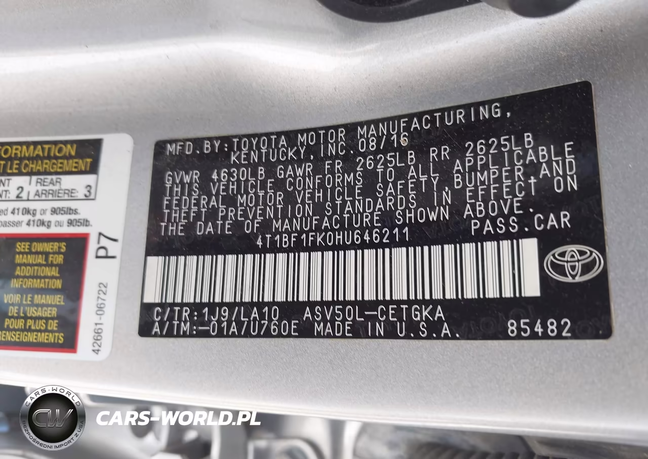 2017 Toyota Camry Xle VIN:4T1BF1FK0HU646211 - 9