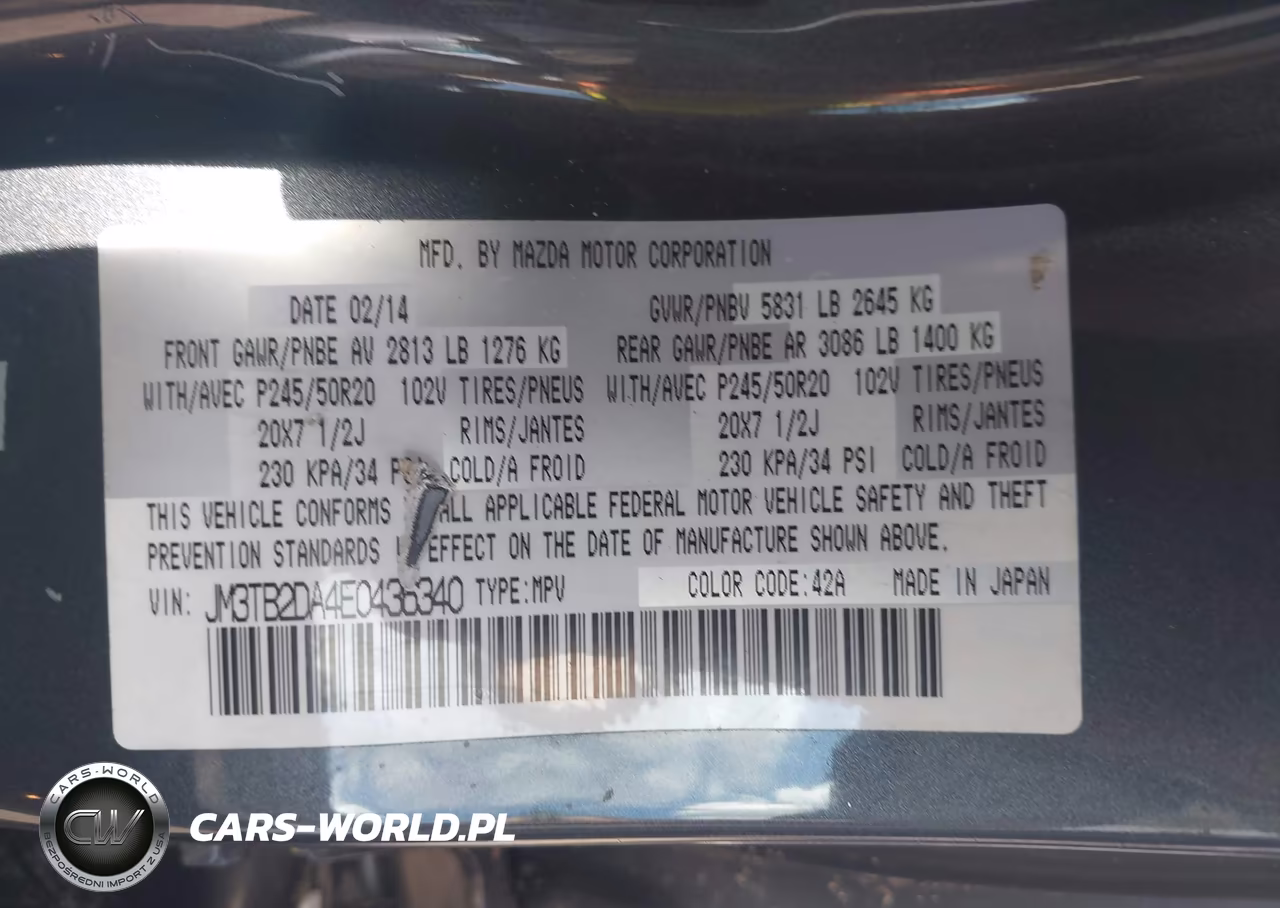 2014 MAZDA CX-9 GRAND TOURING VIN:JM3TB2DA4E0436340 - 9