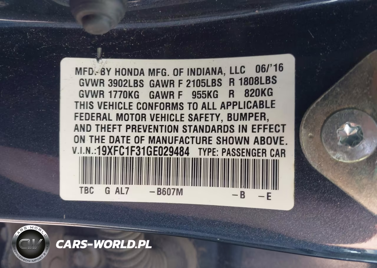 2016 Honda Civic Ex-T VIN:19XFC1F31GE029484 - 9