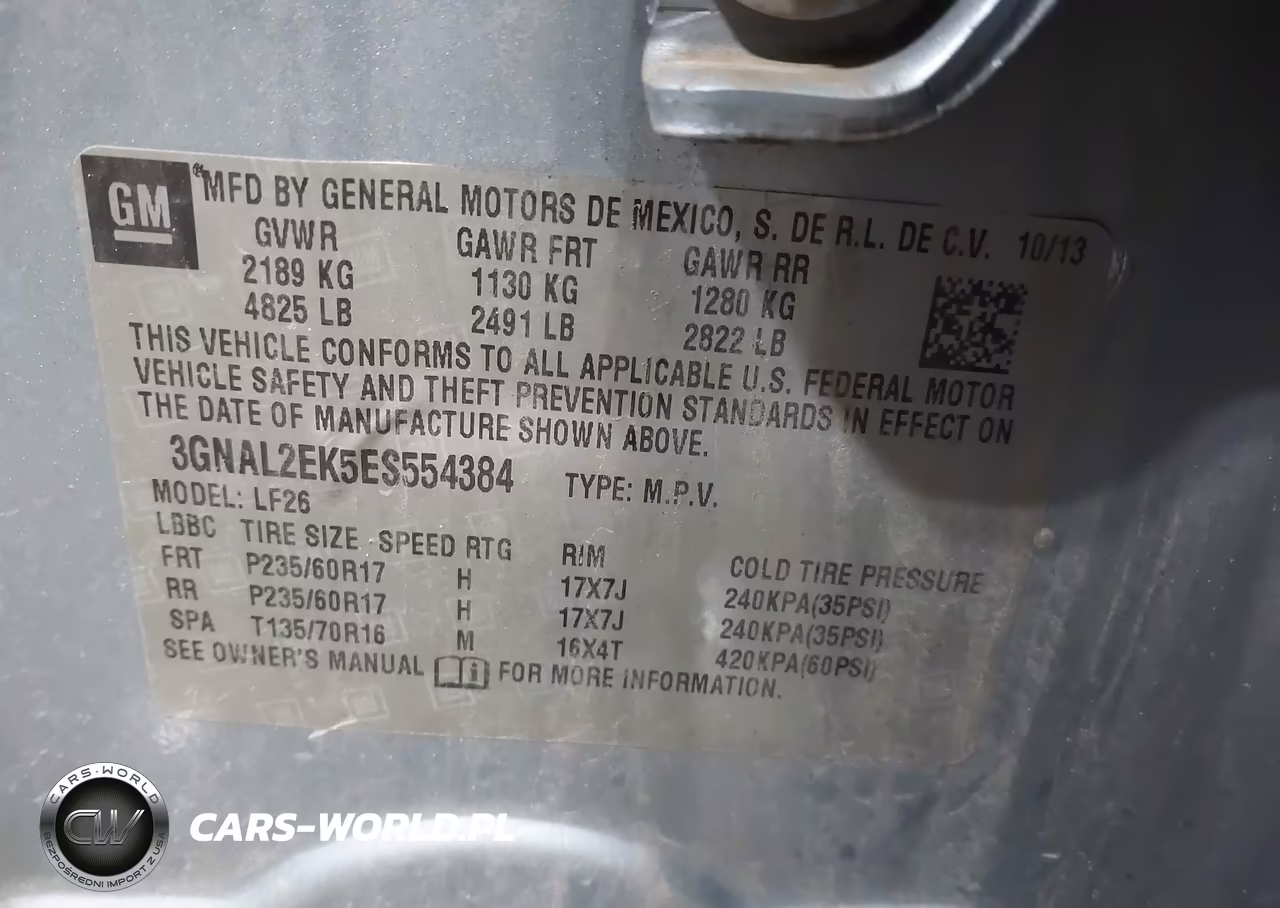 2014 Chevrolet Captiva Sport 2Ls VIN:3GNAL2EK5ES554384 - 9