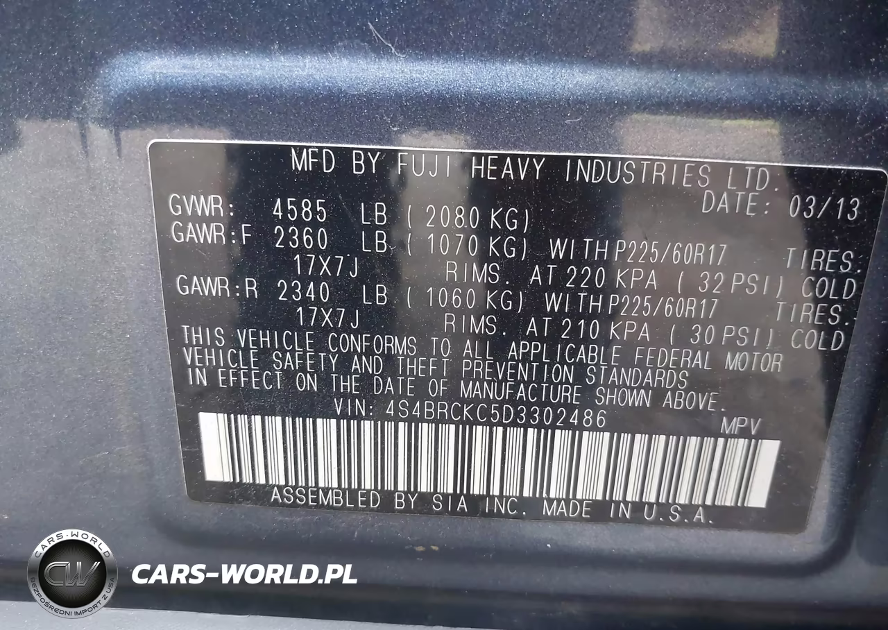 2013 Subaru Outback 2.5I Limited VIN:4S4BRCKC5D3302486 - 9