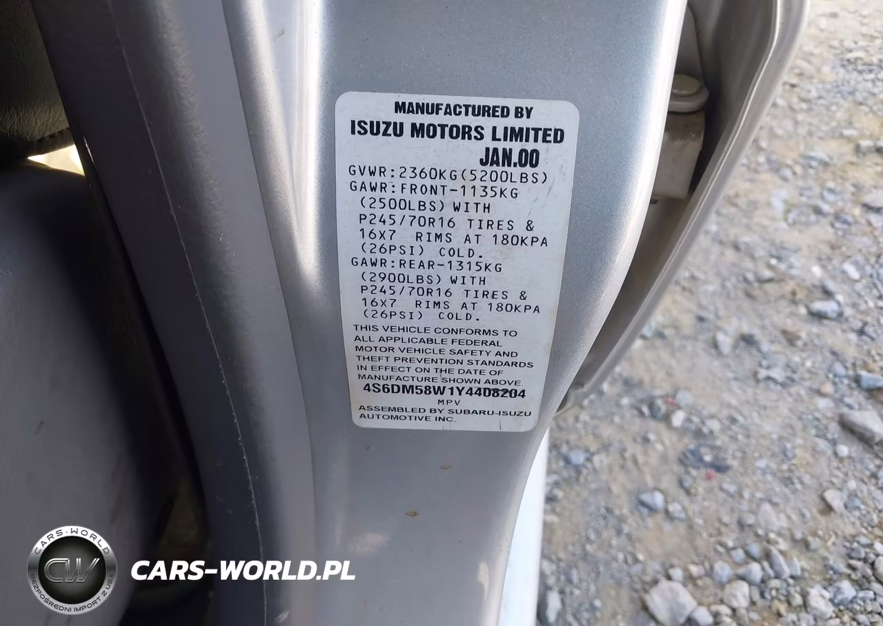 2000 Honda Passport Ex-Lx VIN:4S6DM58W1Y4408204 - 9