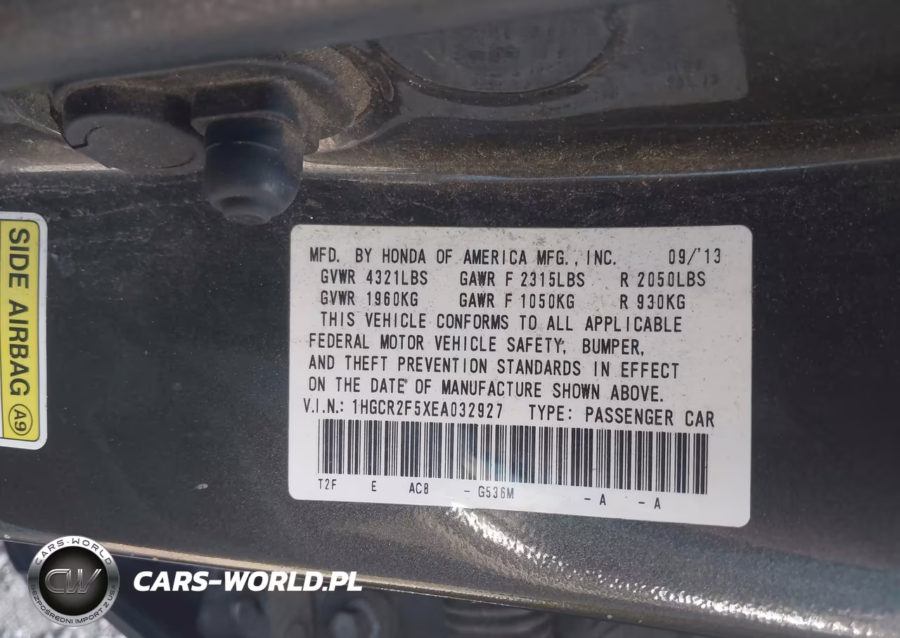 2014 Honda Accord Sport VIN:1HGCR2F5XEA032927 - 9
