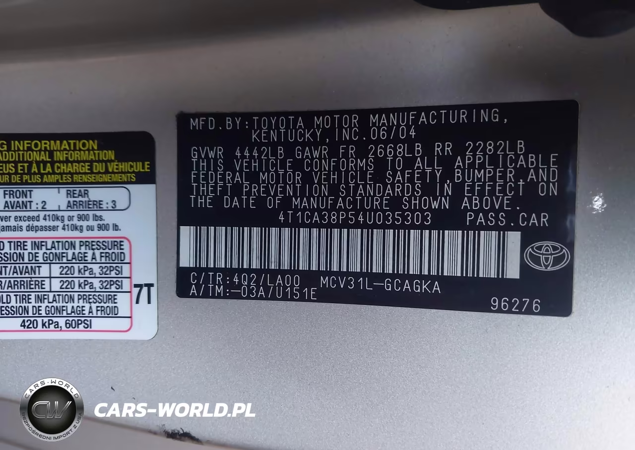 2004 Toyota Camry Solara Sle V6 VIN:4T1CA38P54U035303 - 9