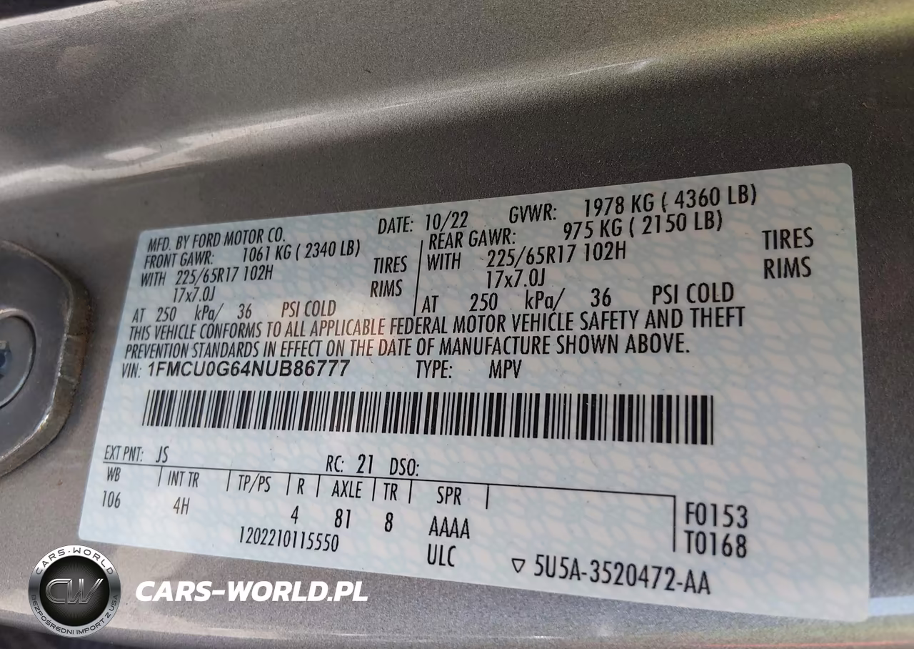 2022 Ford Escape Se VIN:1FMCU0G64NUB86777 - 9