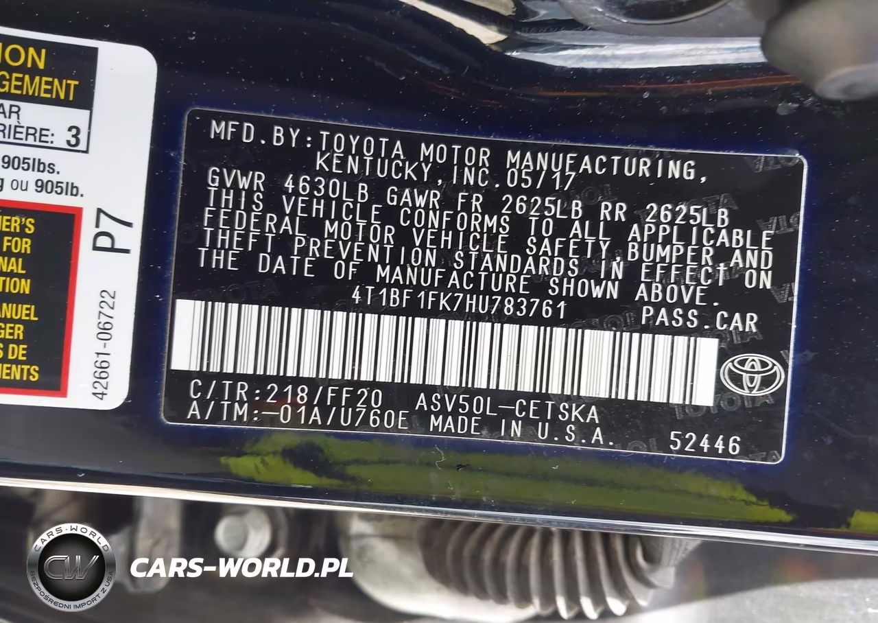 2017 Toyota Camry Se VIN:4T1BF1FK7HU783761 - 9