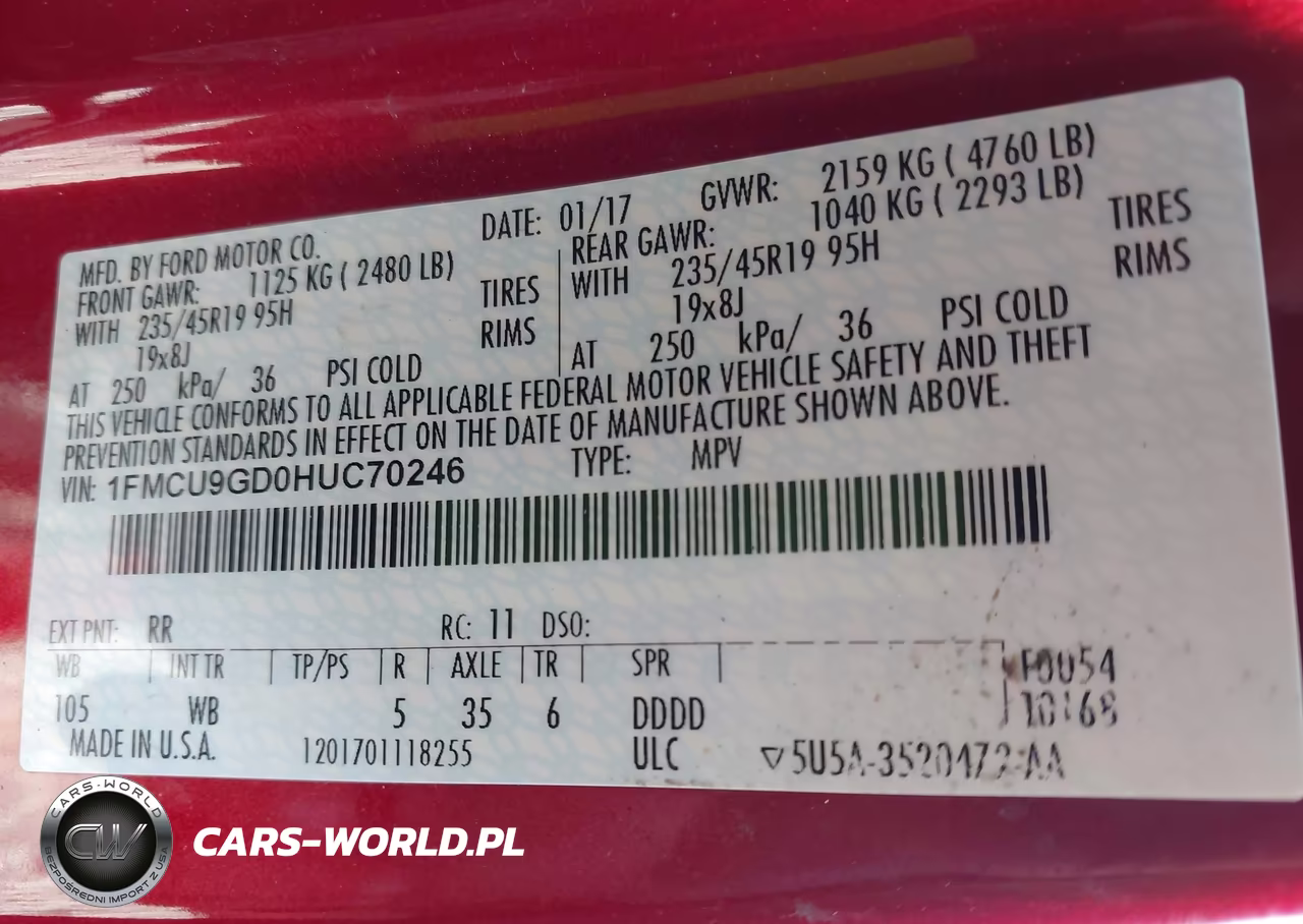 2017 Ford Escape Se VIN:1FMCU9GD0HUC70246 - 9