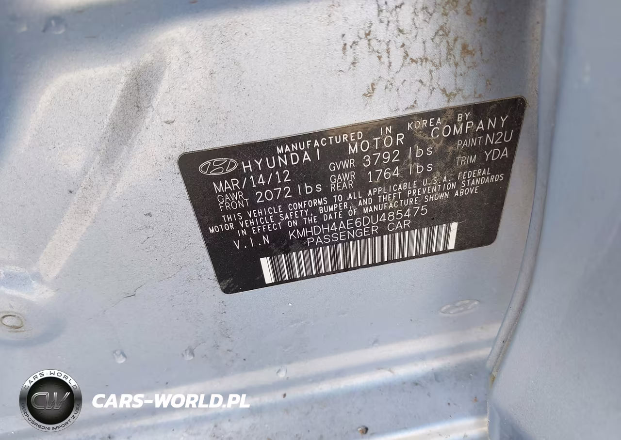 2013 Hyundai Elantra Gls VIN:KMHDH4AE6DU485475 - 9
