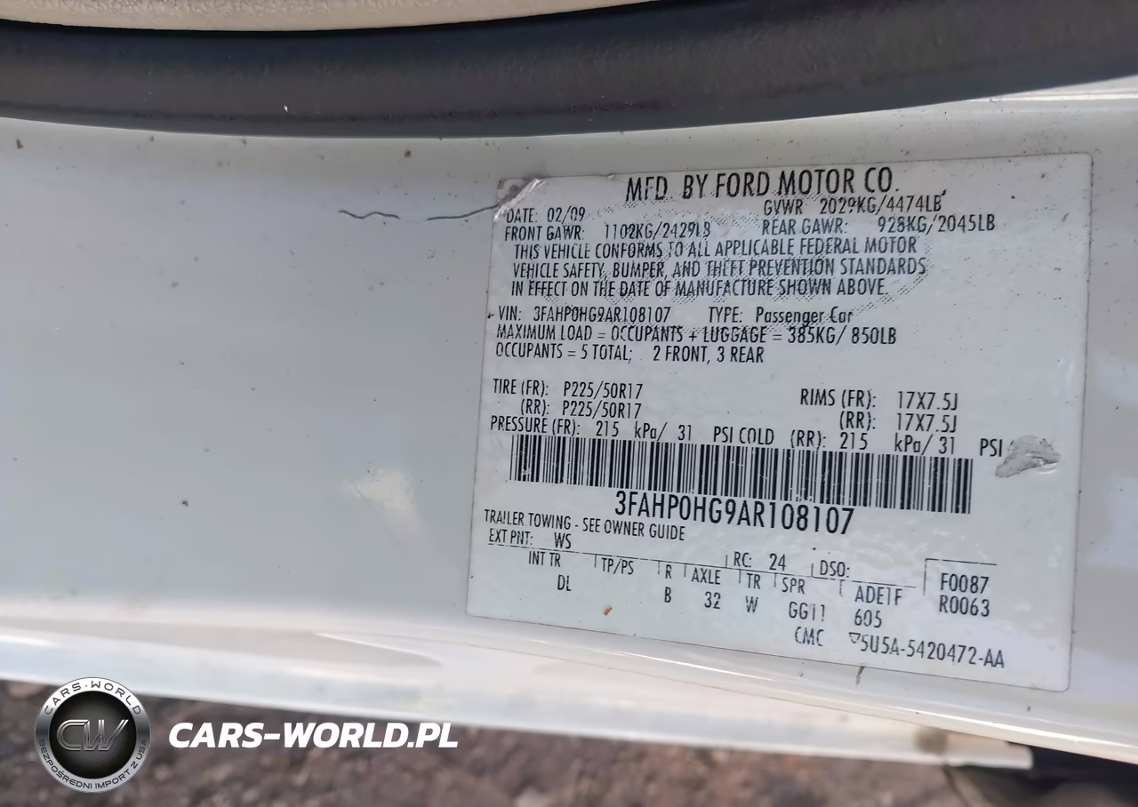 2010 Ford Fusion Se VIN:3FAHP0HG9AR108107 - 9