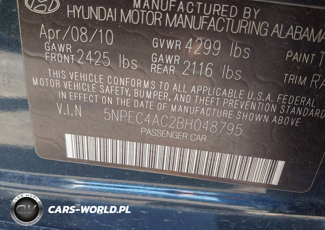 2011 Hyundai Sonata Se VIN:5NPEC4AC2BH048795 - 9