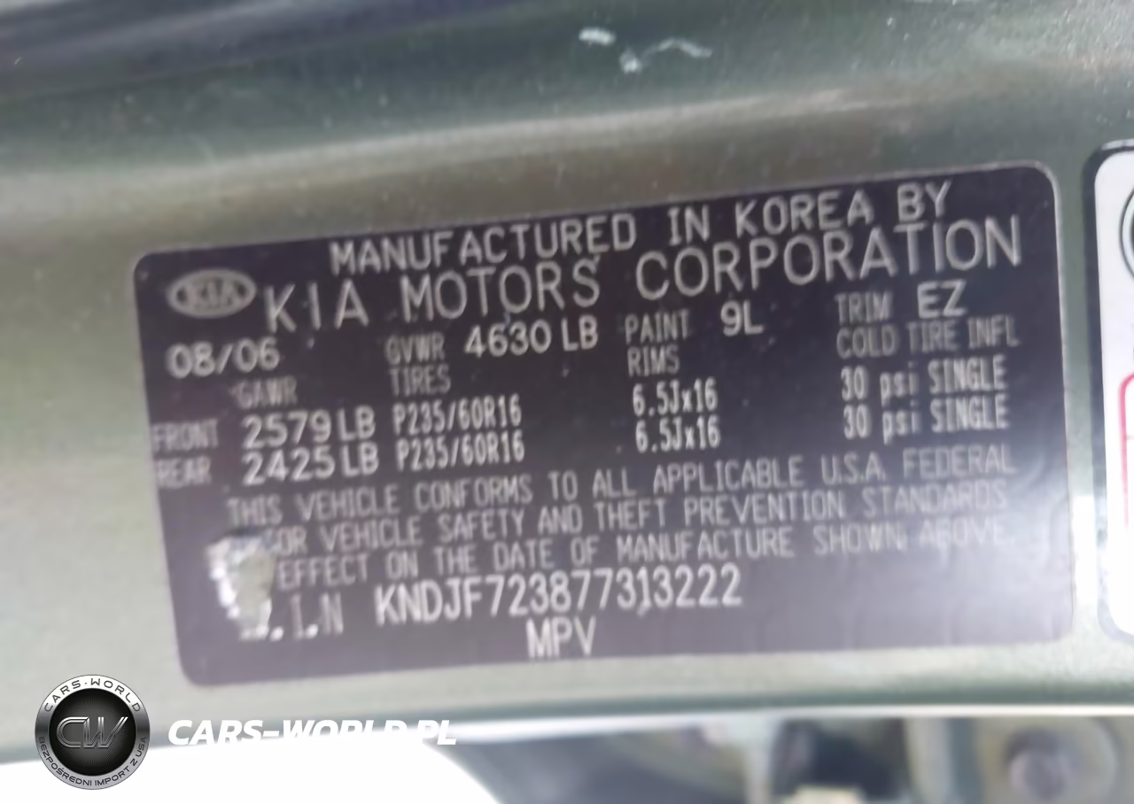 2007 Kia Sportage Lx V6 VIN:KNDJF723877313222 - 9