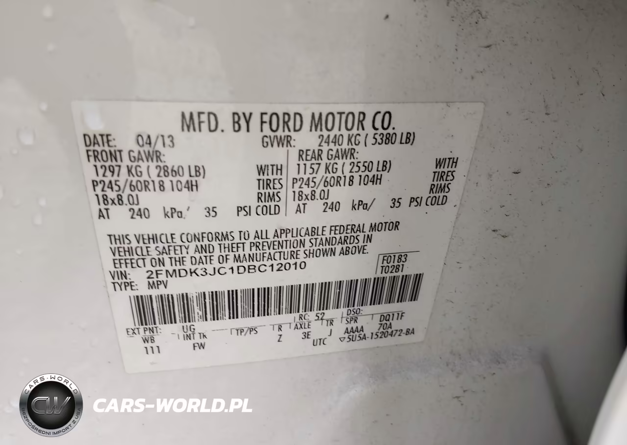 2013 Ford Edge Sel VIN:2FMDK3JC1DBC12010 - 9