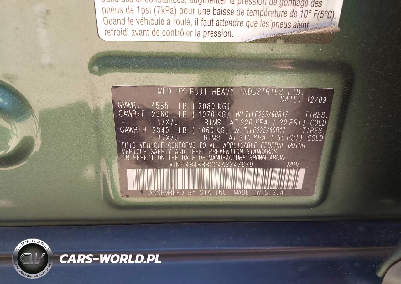2010 Subaru Outback 2.5I Premium VIN:4S4BRBCC4A3347679 - 9
