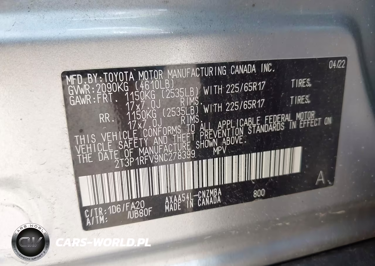 2022 Toyota Rav4 Xle VIN:2T3P1RFV9NC278399 - 9