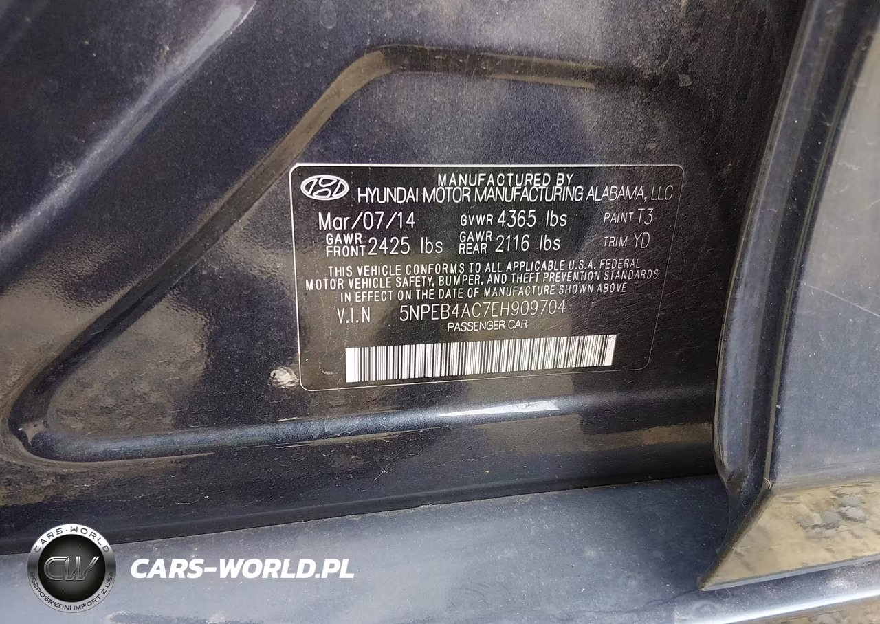 2014 Hyundai Sonata Gls VIN:5NPEB4AC7EH909704 - 9