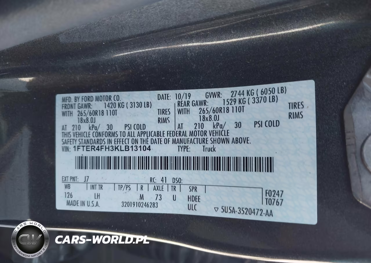 2019 Ford Ranger Xlt VIN:1FTER4FH3KLB13104 - 9