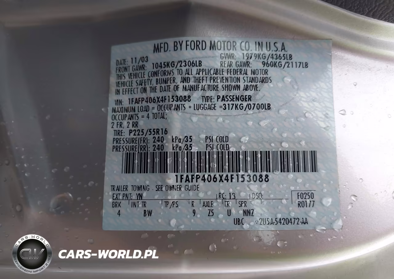 2004 Ford Mustang VIN:1FAFP406X4F153088 - 9