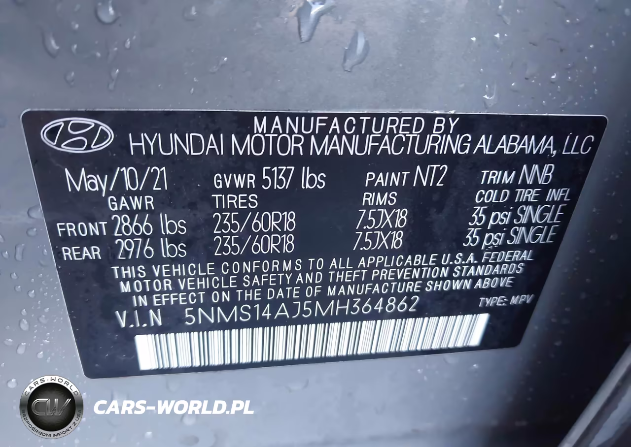 2021 Hyundai Santa Fe Se VIN:5NMS14AJ5MH364862 - 9