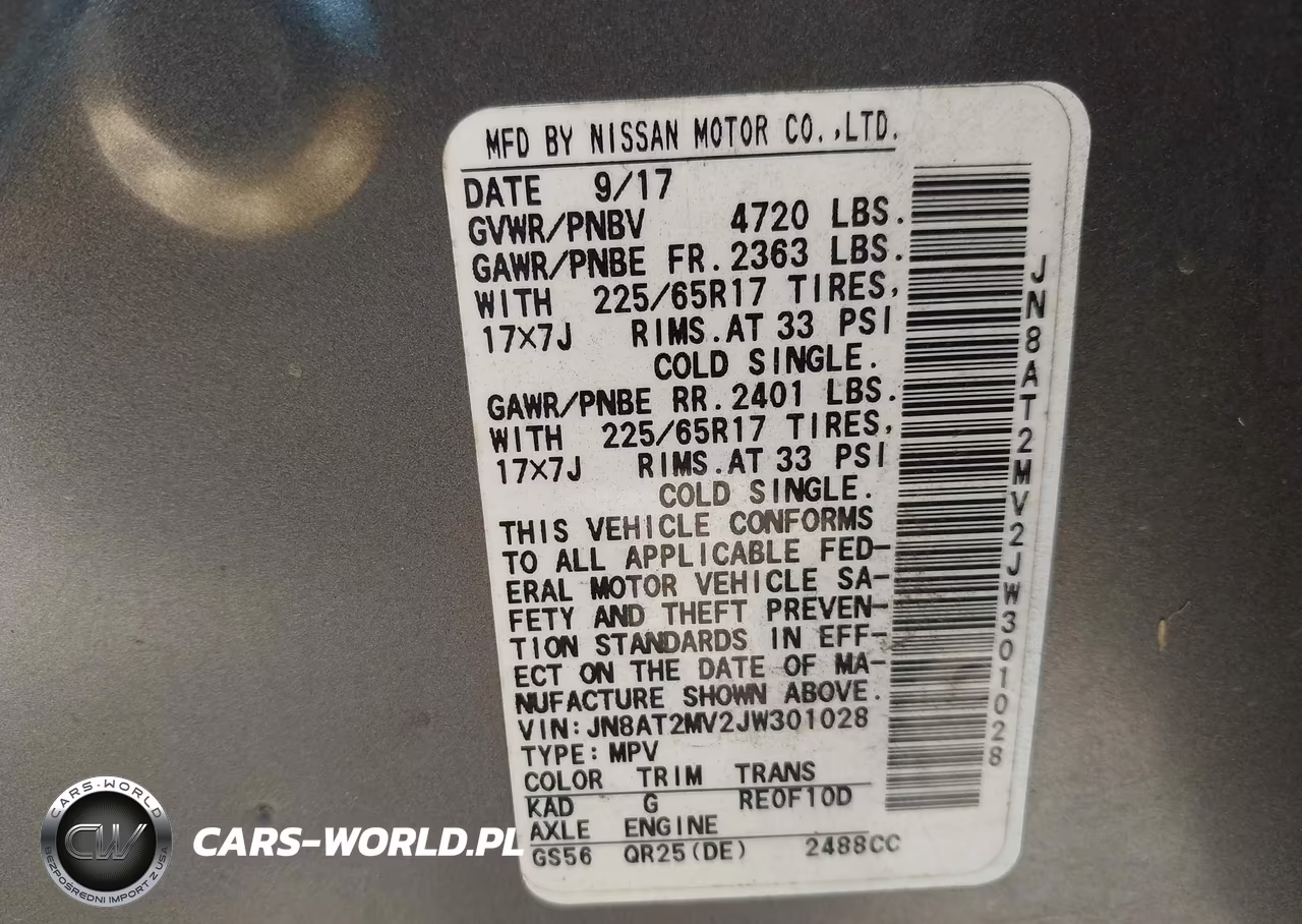 2018 Nissan Rogue Sv VIN:JN8AT2MV2JW301028 - 9