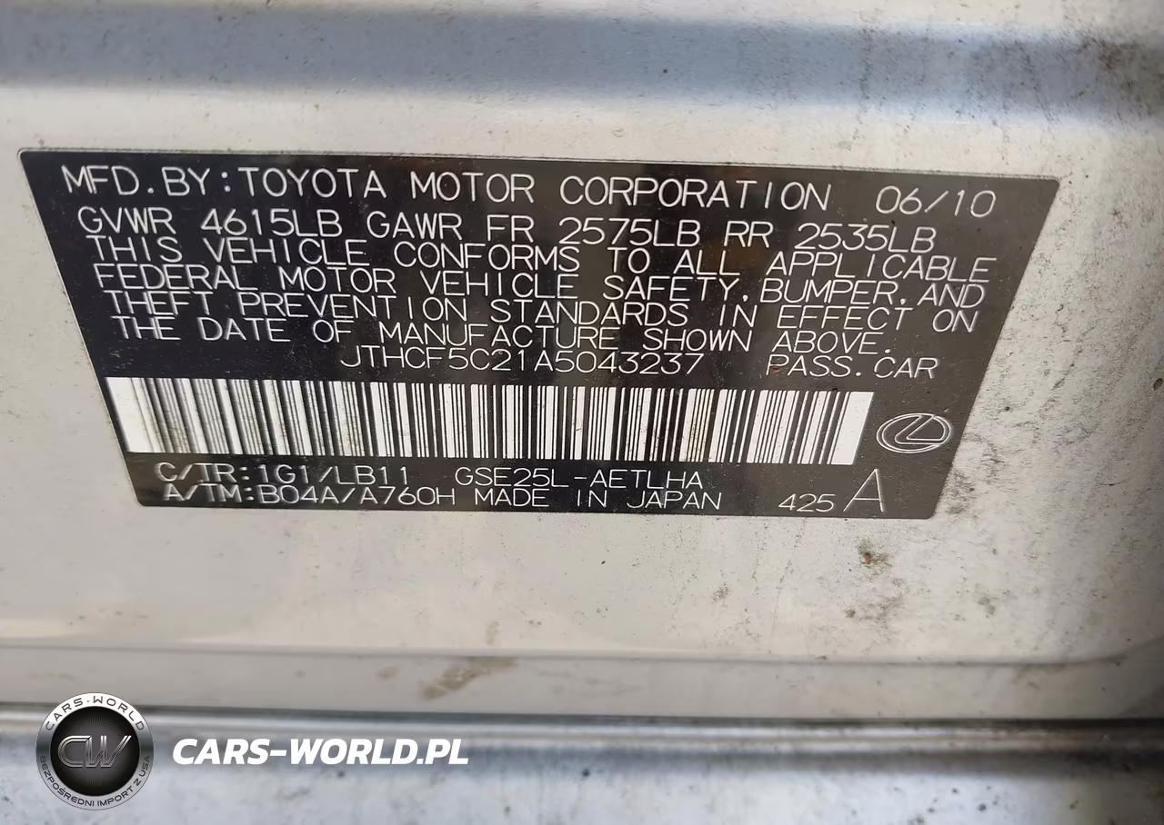 2010 Lexus Is 250 VIN:JTHCF5C21A5043237 - 9
