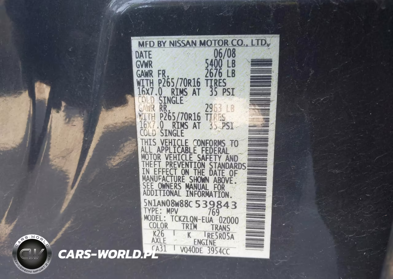 2008 Nissan Xterra X VIN:5N1AN08W88C539843 - 9