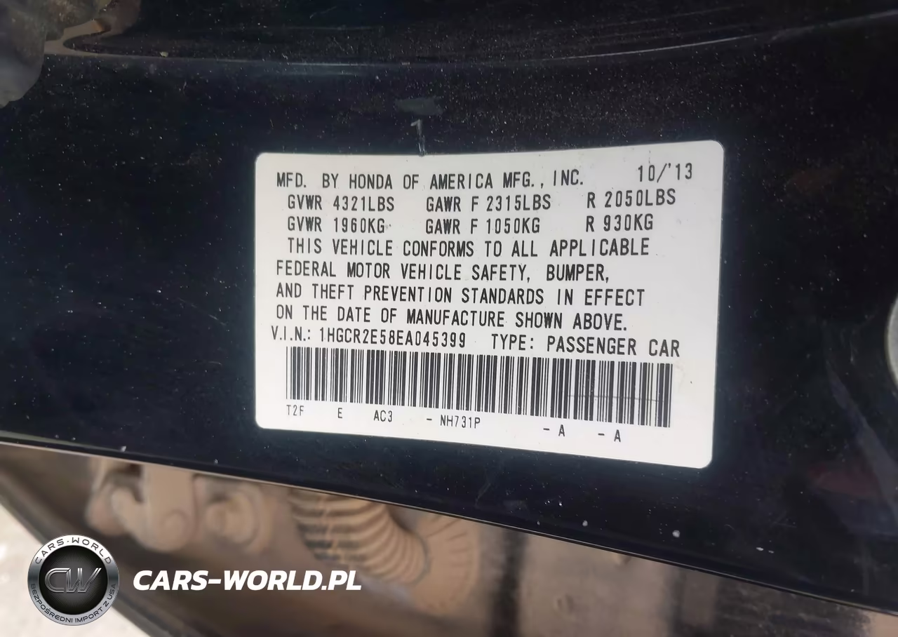2014 Honda Accord Sport VIN:1HGCR2E58EA045399 - 9