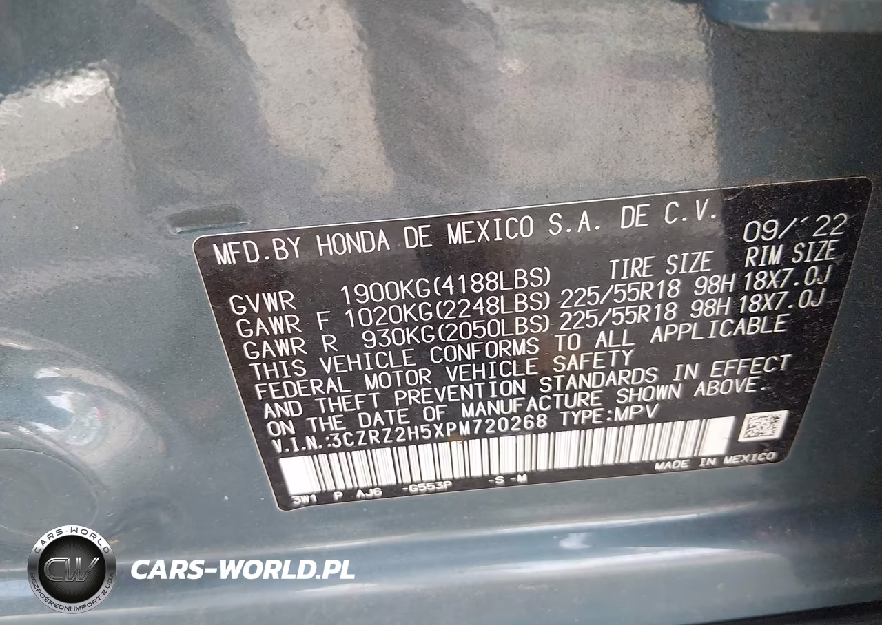 2023 Honda Hr-V Awd Sport VIN:3CZRZ2H5XPM720268 - 9