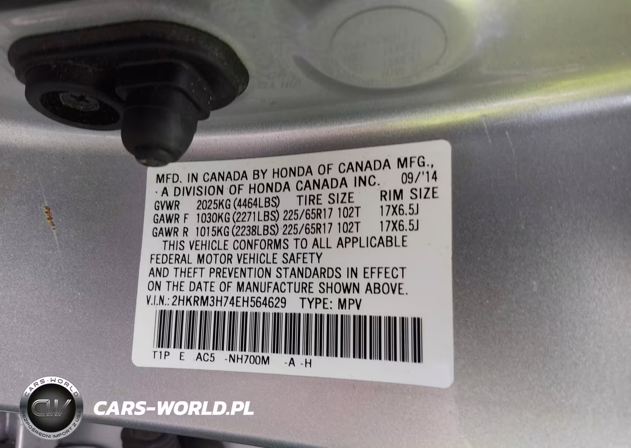2014 Honda Cr-V Ex-L VIN:2HKRM3H74EH564629 - 9