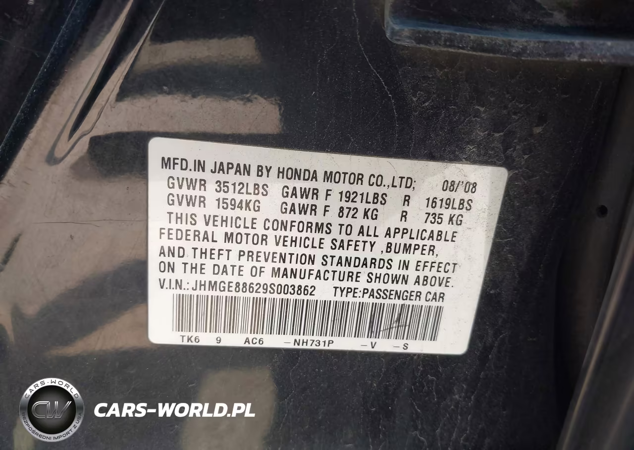 2009 Honda Fit Sport VIN:JHMGE88629S003862 - 9
