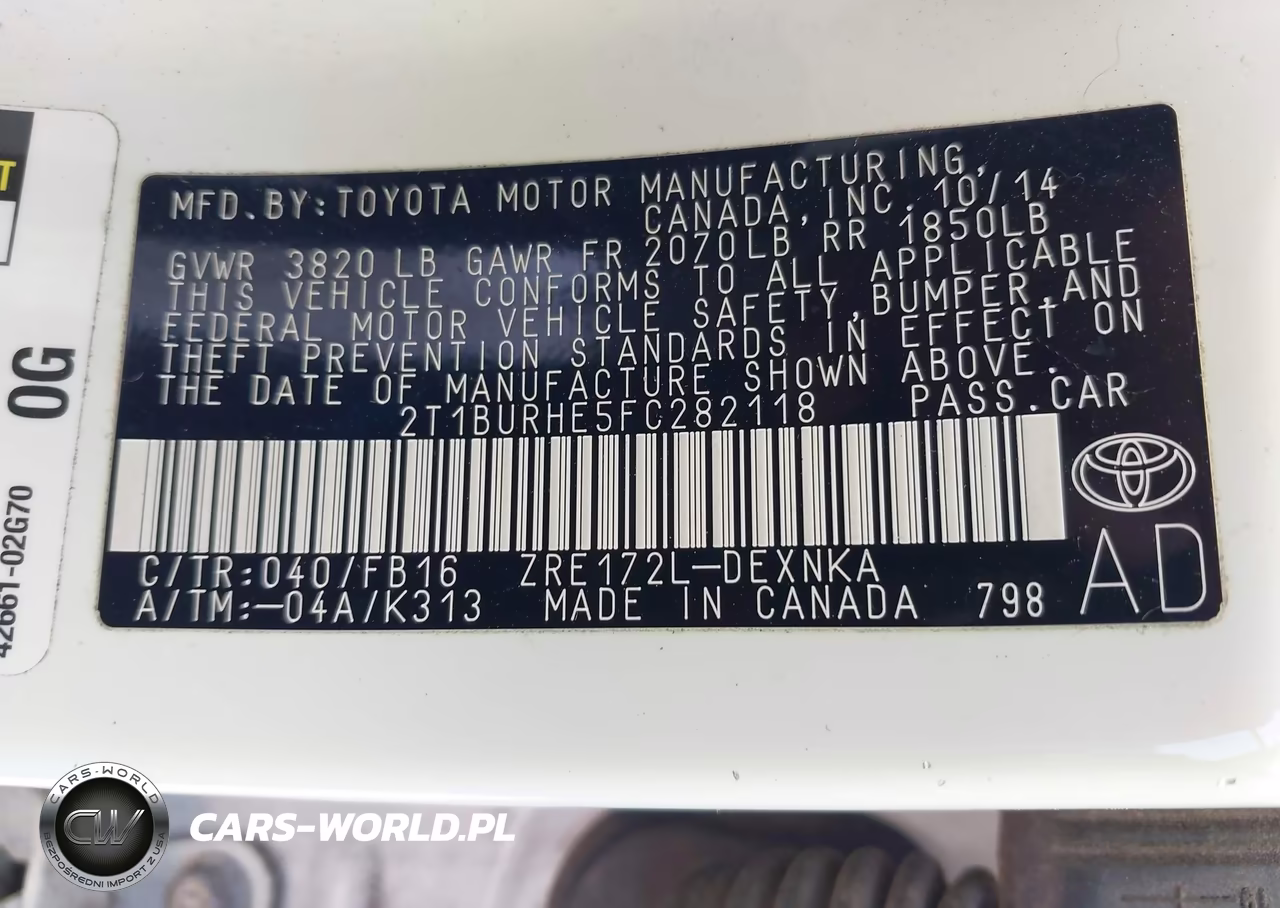 2015 Toyota Corolla Le VIN:2T1BURHE5FC282118 - 9